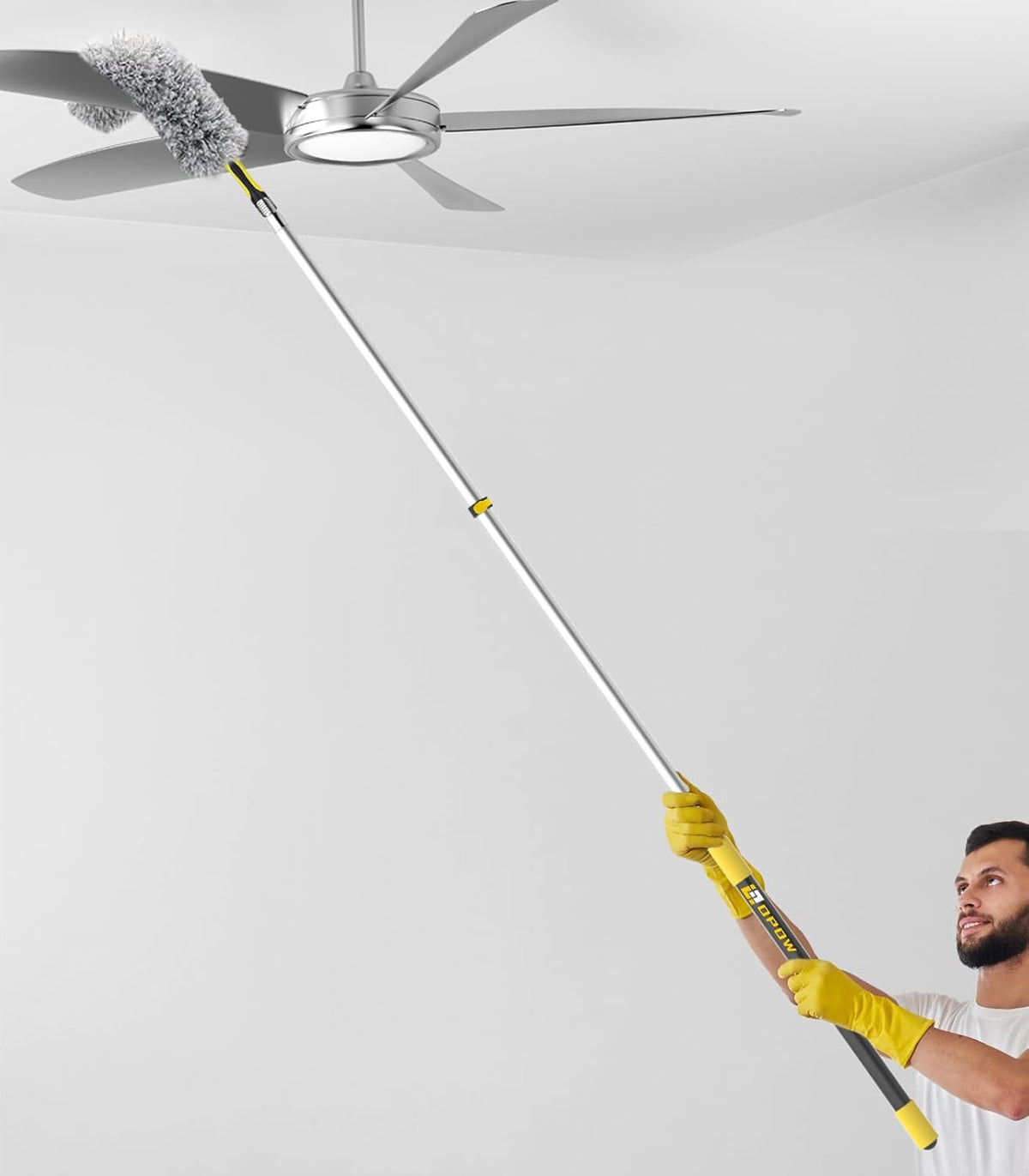 Flexible Microfiber Feather Duster, Electrostatic & Bendable Ceiling Fan Duster, Non-Slip