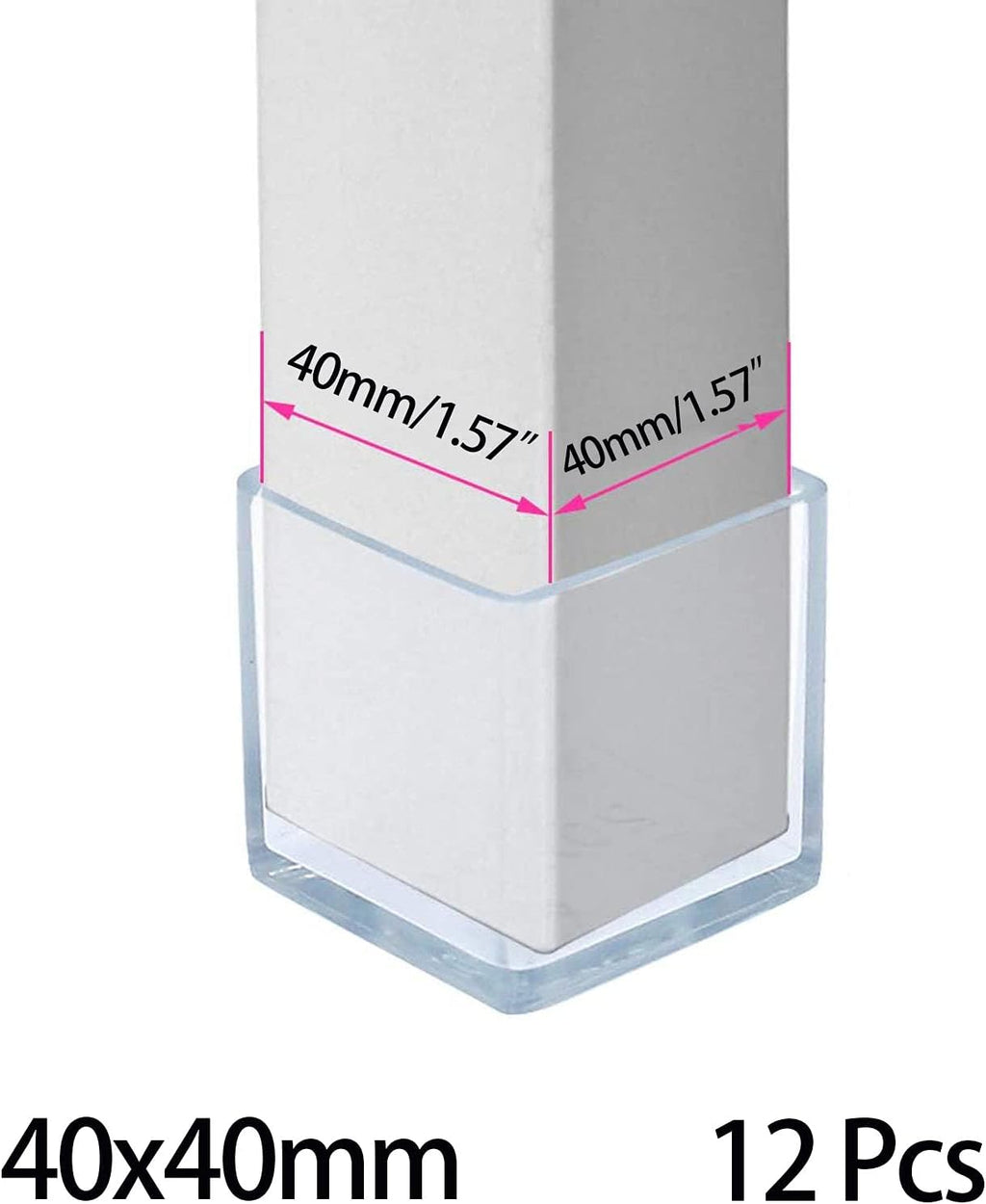 12 Pcs Transparent Square Anti-Slip Rubber Leg Tips Chair Leg Caps Furniture Floor Protectors Chair