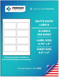 Premium Label Supply White Sticker Mailing Labels – 3.75" x 2" – Laser/Inkjet Compatible – (8 per