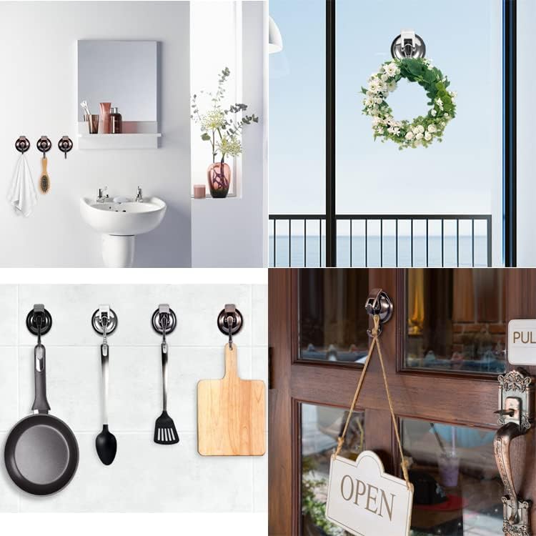 Wreath Cup Hook, Easy to Install and Remove, No Hole Punched,Black- Plated Plished Super Suction