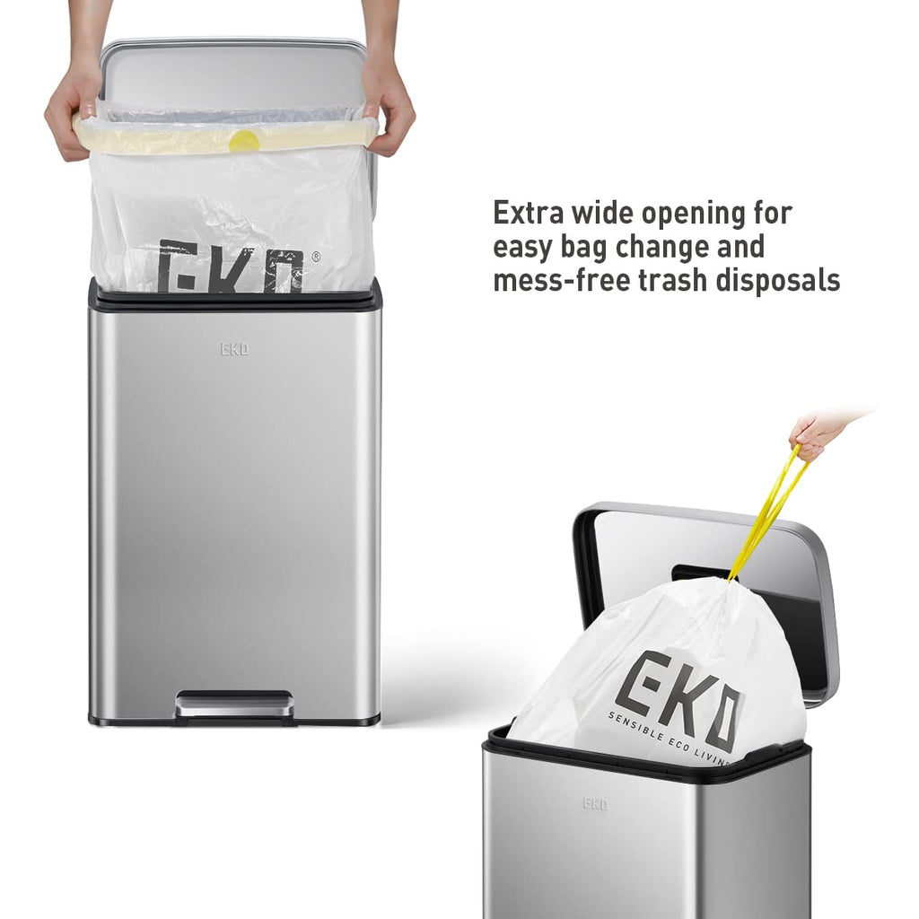 EKO Madison Matte Stainless 50 Liter/13.2 Gallon Step Trash Can w/Inner Liner - Fingerprint