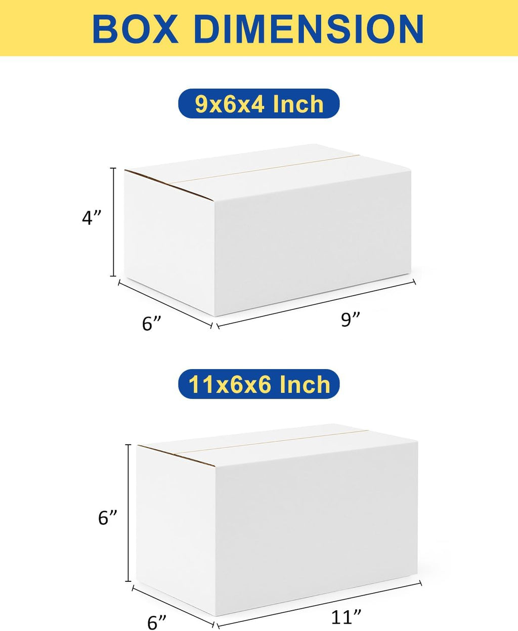 Assorted-Sizes-Shipping-Boxes-40-Pack: 9x6x4 & 11x6x6 Small-Shipping-Boxes-Mailers, White