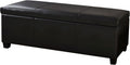 BELLEZE Storage Faux Leather Ottoman, 47 Inch Bench Bedroom Bench with Safety Close Hinge, Extra