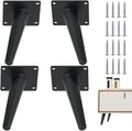 4PCS 5 Inch Matte Black Tapered Angled Legs for Furniture, Metal Mid Century Mordern Feet, Heavy