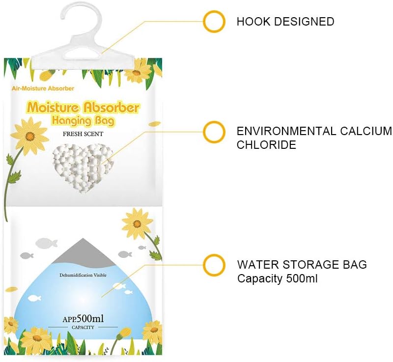 CANAGER Hanging Moisture Absorber, Fresh Scent Moistureproof Desiccant Hanging Bag，Dehumidifier Bag