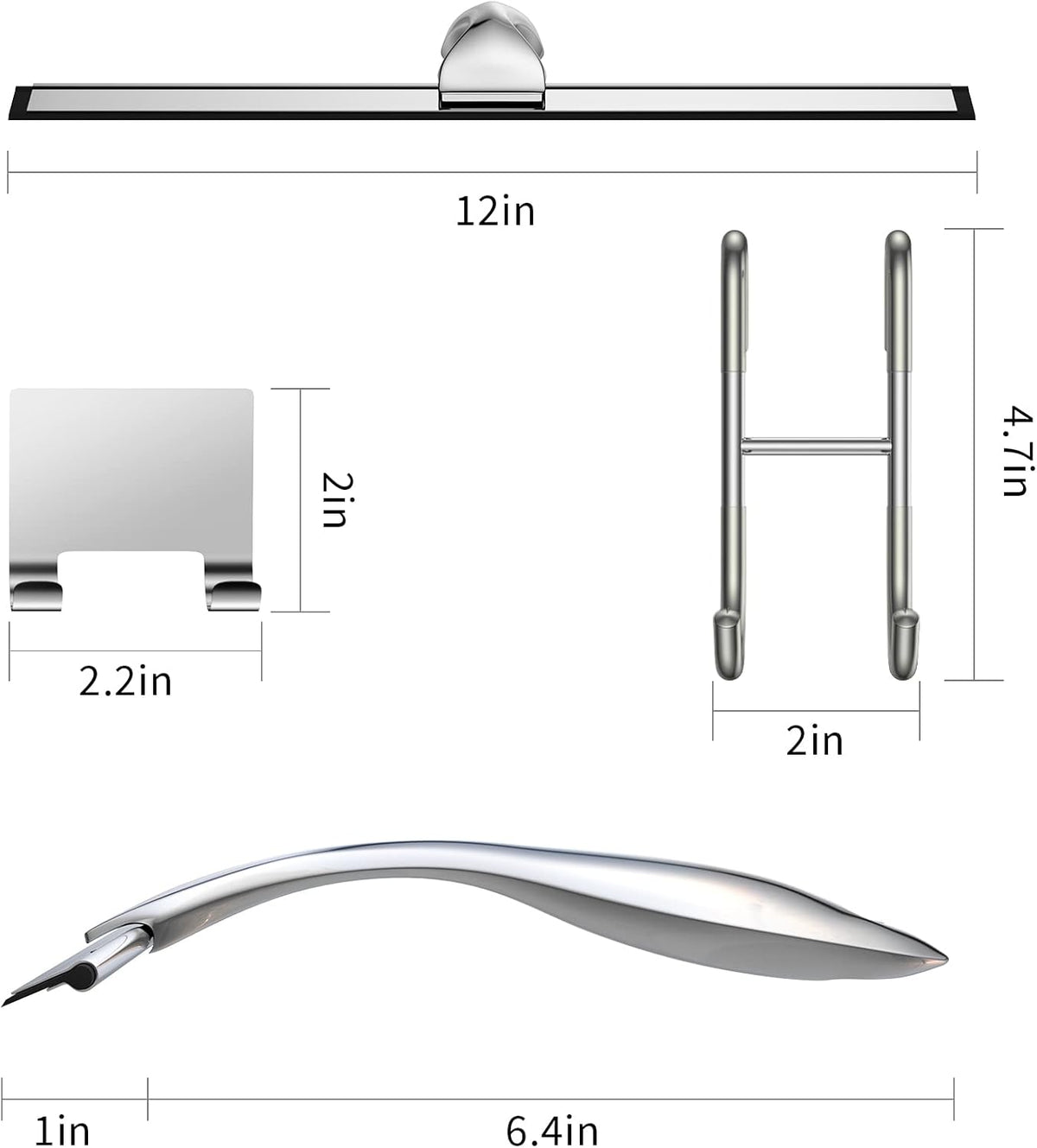 Shower Squeegee for Glass Door 12-Inch Stainless Steel Bathroom Squeegee Window Wiper, 100%