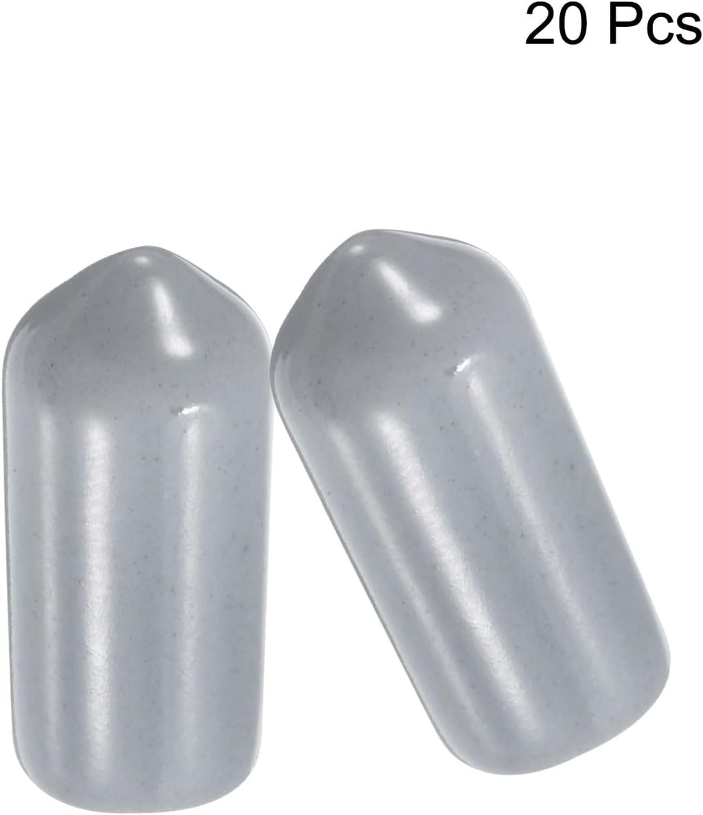 uxcell 20pcs Rubber End Caps 7mm ID Vinyl PVC Round Tube Bolt Cap Cover Screw Thread Protectors Grey