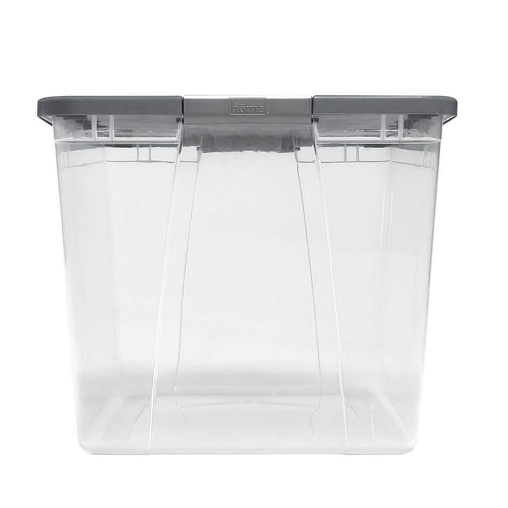 HOMZ Clear Plastic Storage Bin with Secure Latching Gray Lid, 64 Qt, 2 Pack