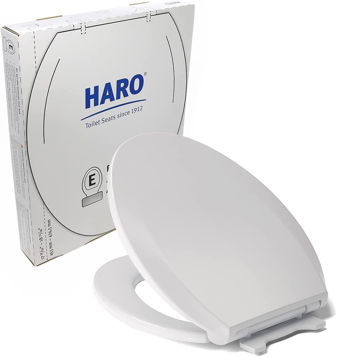 HARO | ELONGATED Toilet Seat | Slow-Close-Seat | Heavy-Duty up to 550 lbs, Quick-Release & Easy