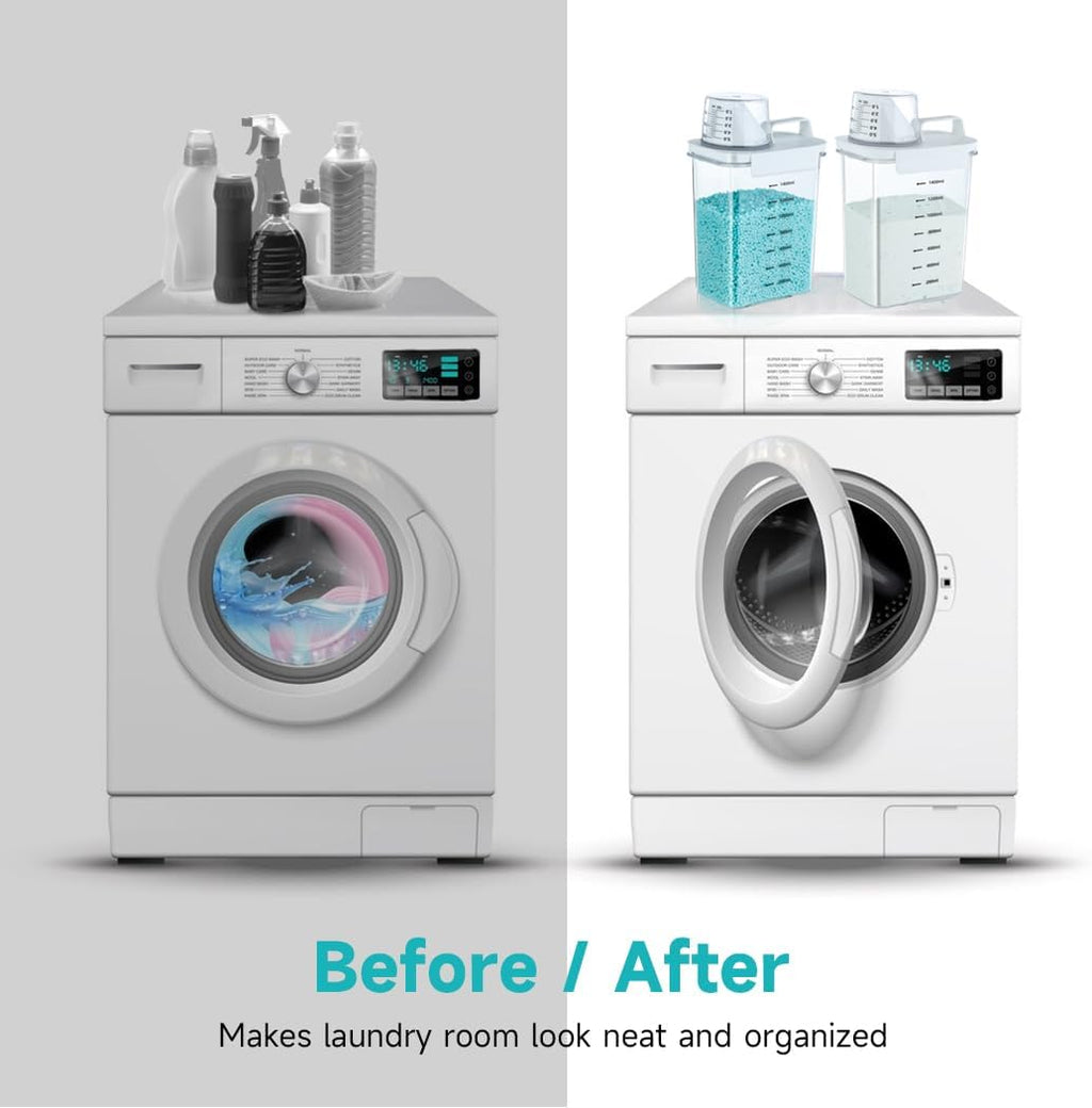 Tokokimo 2 Packs Laundry Powder Container, Laundry Detergent Dispenser with Lids, Laundry Scent