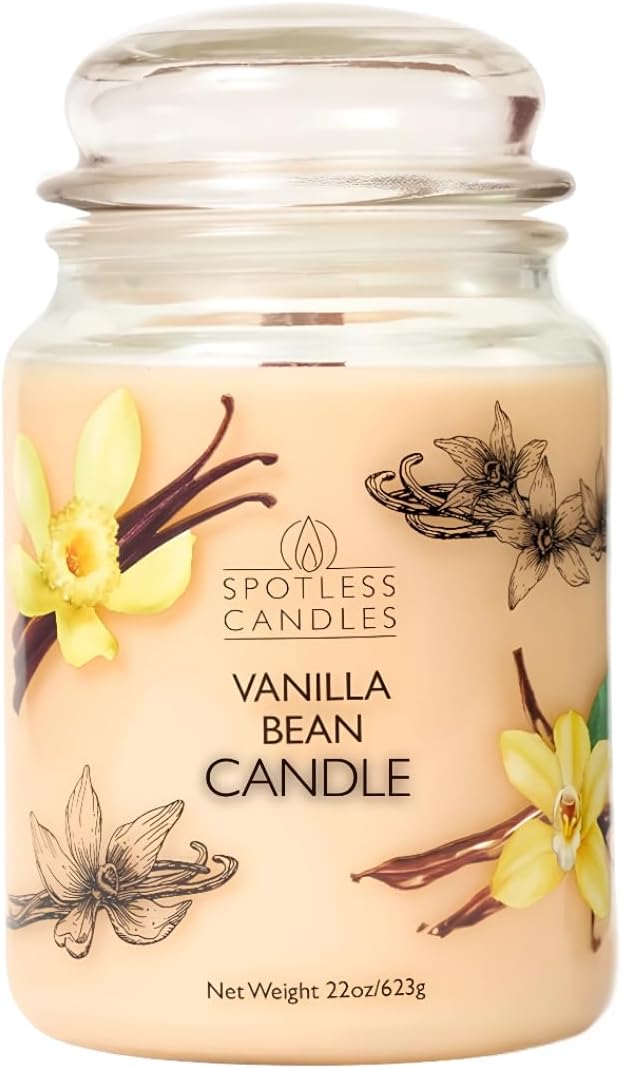 Candle Vanilla Bean 22oz with Wooden Wick in a Presentation Gift Box & Protective Shipper - Vanilla