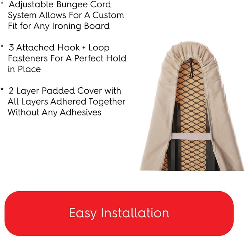TIVIT Ironing Board Cover 18 x 49 - Made in Italy - Wide Chemical Free Eco-Friendly Padded Covers