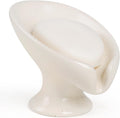 Soap Dish, Self Draining Bar Soap Holder for Bathroom Sink, Leaf Shaped Drainage Ceramic Speckled