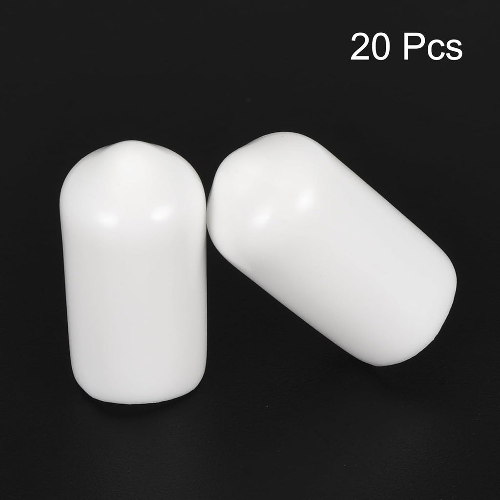 uxcell 20pcs Rubber End Caps 8mm(5/16") ID Vinyl Round End Cap Cover Screw Thread Protectors White