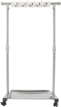 Broom Mop Holder, Movable Put Wet Mops Broom Floor Standing Cleaning Tool Rack 6 Hook and 5 Slots