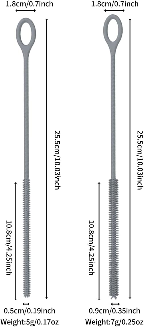 4PCS Silicone Straw Cleaner Brush, Reusable Straw Brush Extra Long for Cleaning Glass Metal