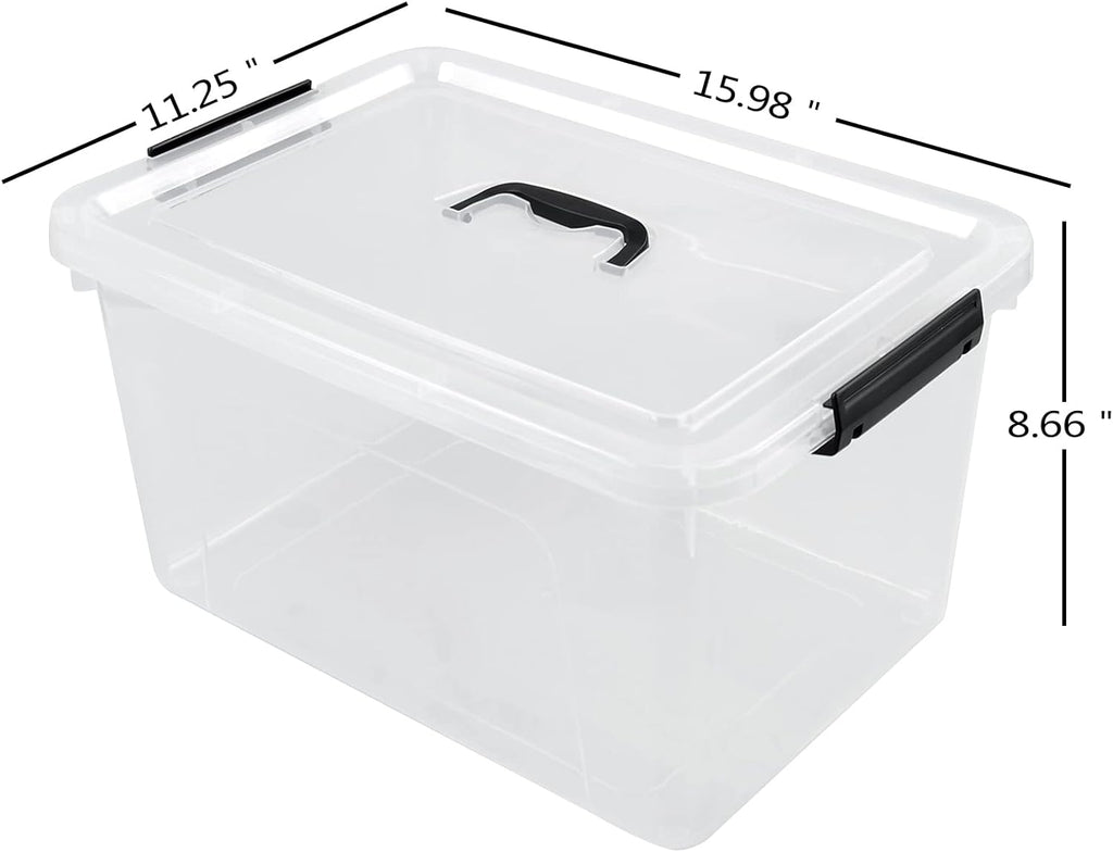 17.5 L Clear Plastic Storage Box, 4-Pack Latch Storage Bin