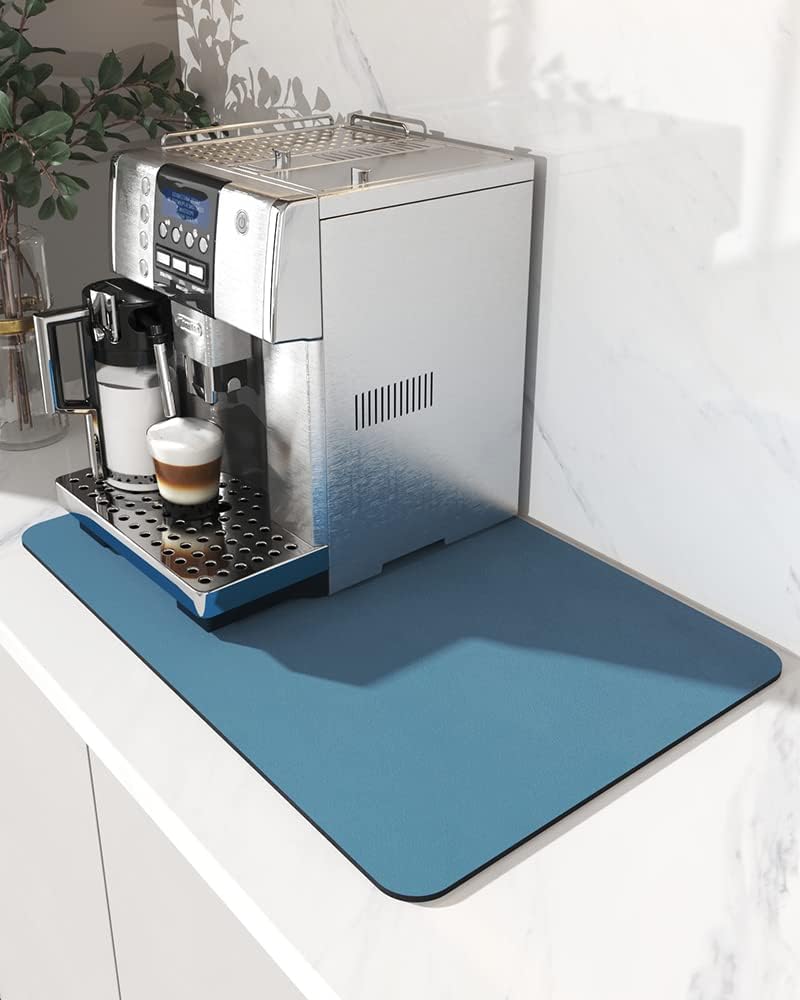 AMOAMI-Coffee Mat Hide Stain Rubber Backed Absorbent Dish Drying Mat for Kitchen Counter-Coffee Bar