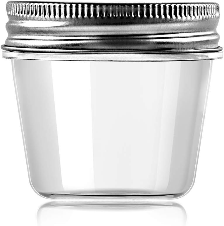 novelinks 4 Ounce Clear Plastic Jars Containers With Screw On Lids - Refillable Round Empty Plastic
