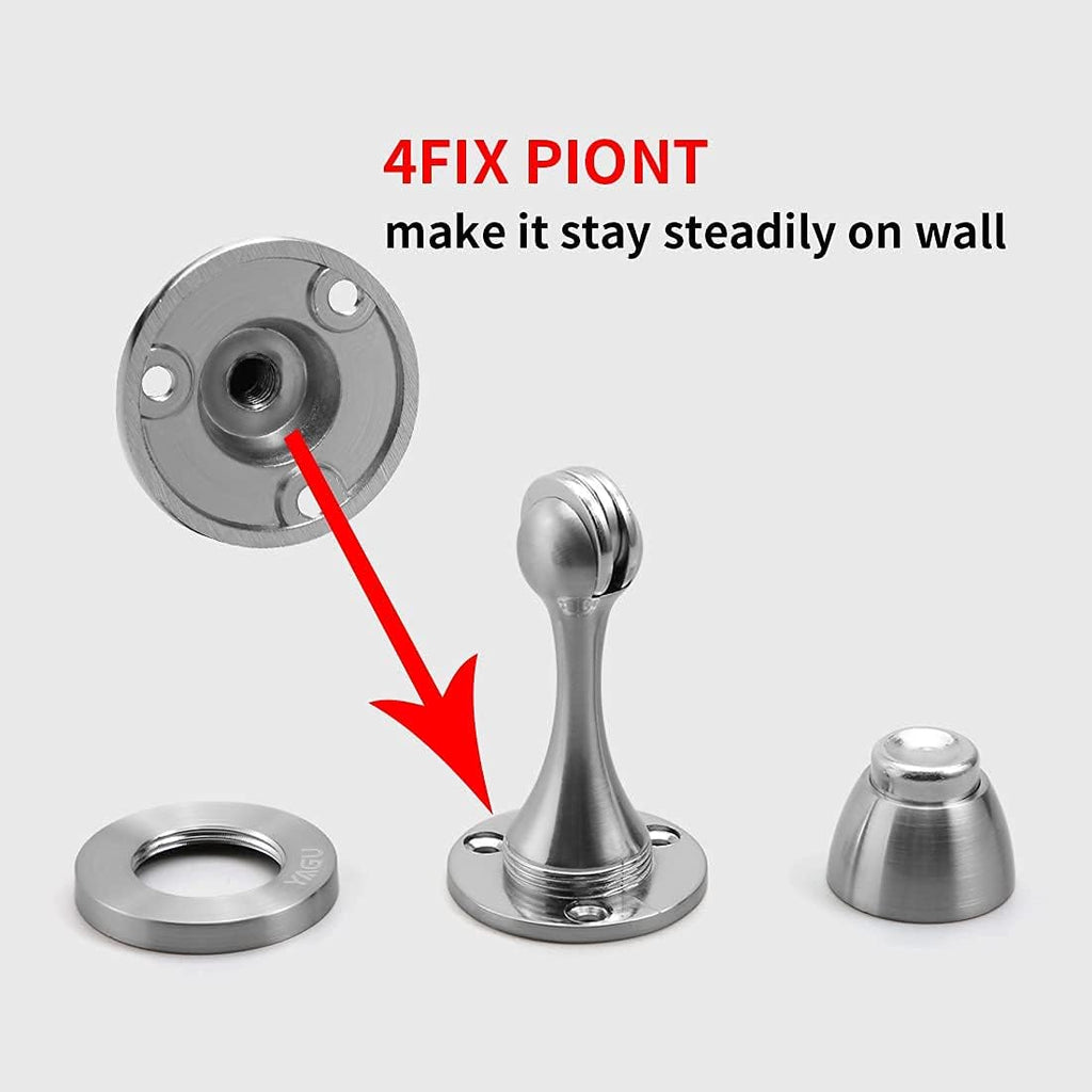 YAGU Silver Door Stopper 6 Pack Magnetic Door Stops Zinc Alloy Brushed Nickel Door Catch Door
