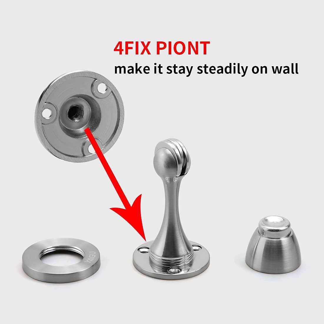 YAGU Silver Door Stopper 6 Pack Magnetic Door Stops Zinc Alloy Brushed Nickel Door Catch Door