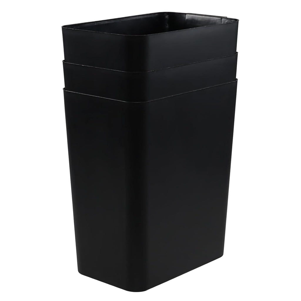 Xyskin 4.5 Gallon Plastic Garbage Bin, Deskside Wastebasket, Waste Can, Black, 3 Pack