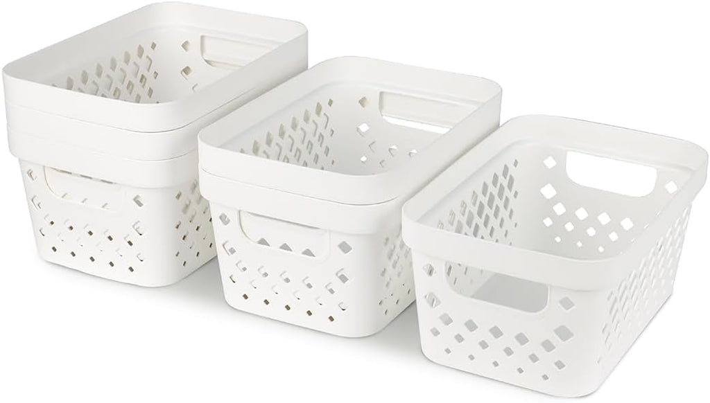 Glad Plastic Baskets for Organizing, Set of 6 | Pantry Storage for Under Counter, Linen Closet, and