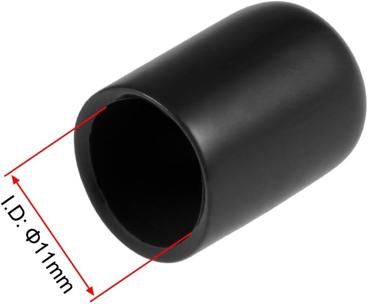 uxcell 20pcs Rubber End Caps 11mm ID Vinyl Round Tube Bolt Cap Cover Thread Protectors Black