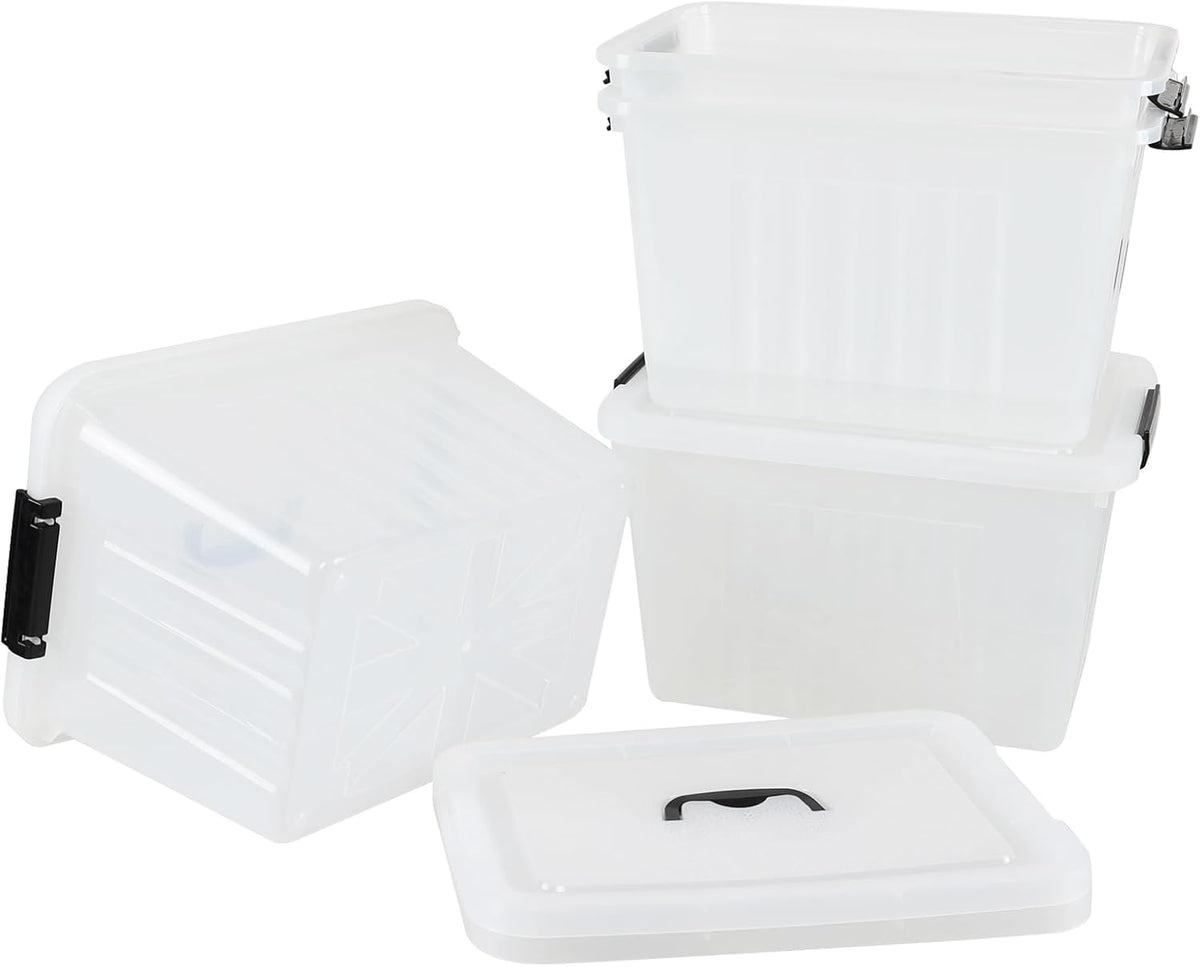 Zopnny 25 Quart Clear Storage Bin with Handle, Plastic Storage Latch Box with Lid, 4 Pack
