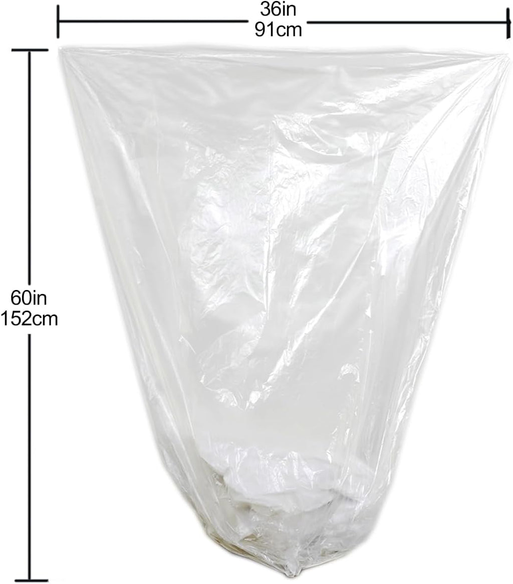TYPLASTICS 55 Gallon Clear Trash Can Liners - 36" x 60" - High Density Garbage Bags - Case of 200