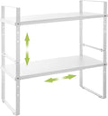 Expandable Cabinet Shelf Organizer Rack, Stackable Kitchen Counter Storage Shelves Stand