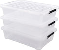 40 Quart Clear Plastic Underbed Storage Container, Wheeled Latching Storage Box for Shoes, Bags