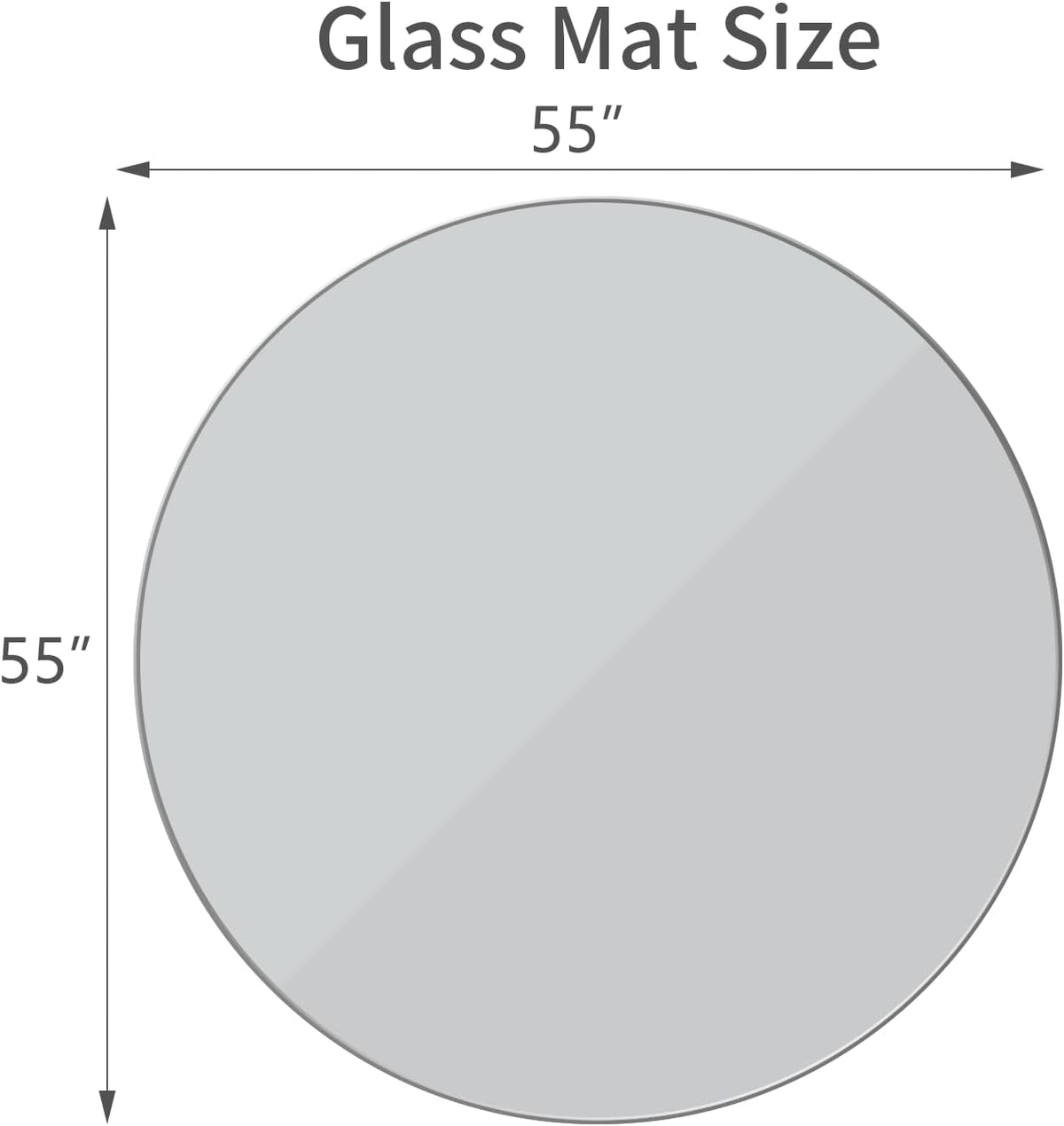 [Tempered Glass] 55" x 55" Round Glass Chair Mat, Heavy Duty Hard Floor Mat with Round Corner and