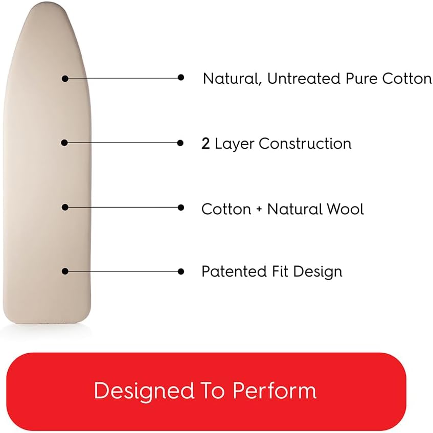 TIVIT Ironing Board Cover - Made in Italy - 18 x 54 Wide Chemical Free Eco-Friendly Padded Covers
