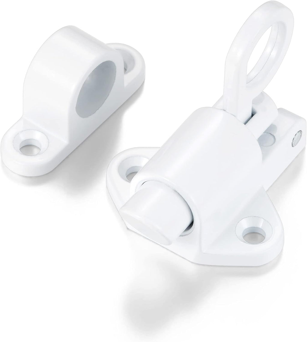 5 Packs Self-Closing Latches，White Spring Door Lock，Resilient Bolt Latch Aluminum Alloy Safety