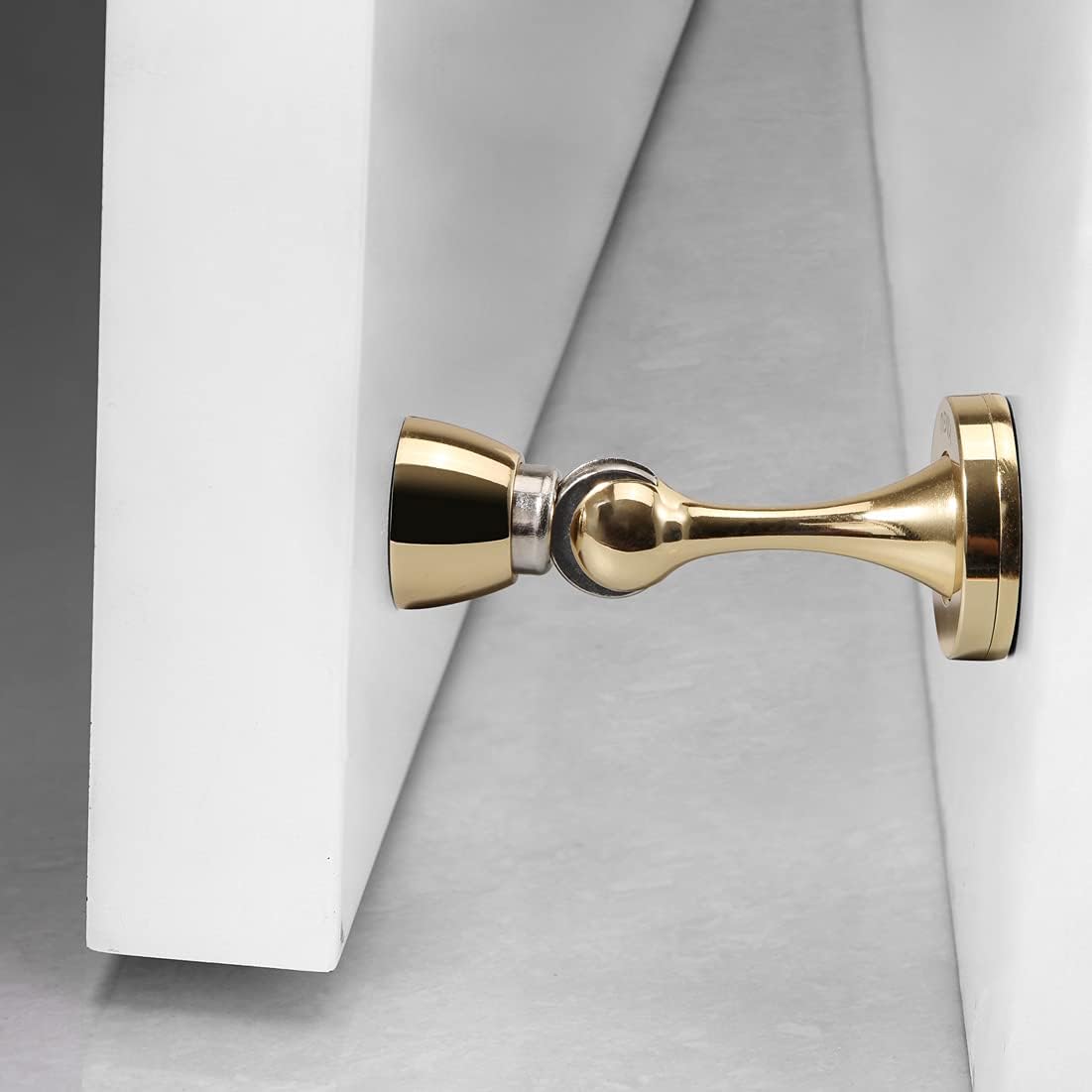 YAGU 2 Pack Magnetic Door Stoppers Holder, Zinc Alloy Bright Gold Door Stops Catch Wall Floor