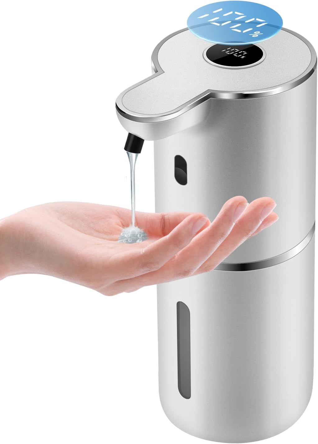 Automatic Liquid Soap Dispenser 12.8oz, Rechargeable & 6 Levels Soap Adjustable with Digital