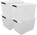 4 Packs 70L Large Plastic Storage Container with Wheels and Latching Lid, Stackable Storage