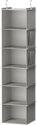 YOUDENOVA Hanging Closet Organizer and Storage, 6-Shelf Closet Hanging Shelves | Sturdy Bamboo