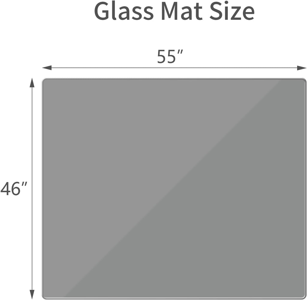 [Tempered Glass] 46" x 55" Glass Chair Mat, Heavy Duty Hard Tempered Glass Mat with Round Corner