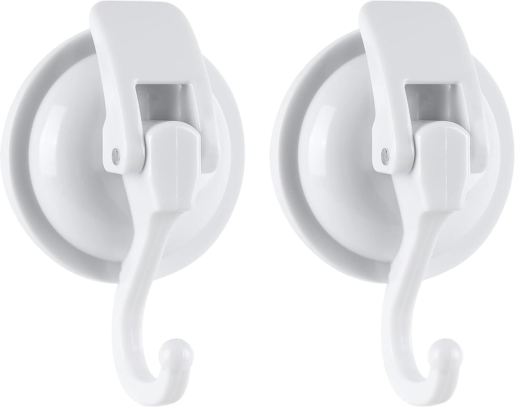 Heavy Duty Shower Suction Cup Hooks - Glass and Bathroom Robe Hangers, Reusable, No Hole Punch