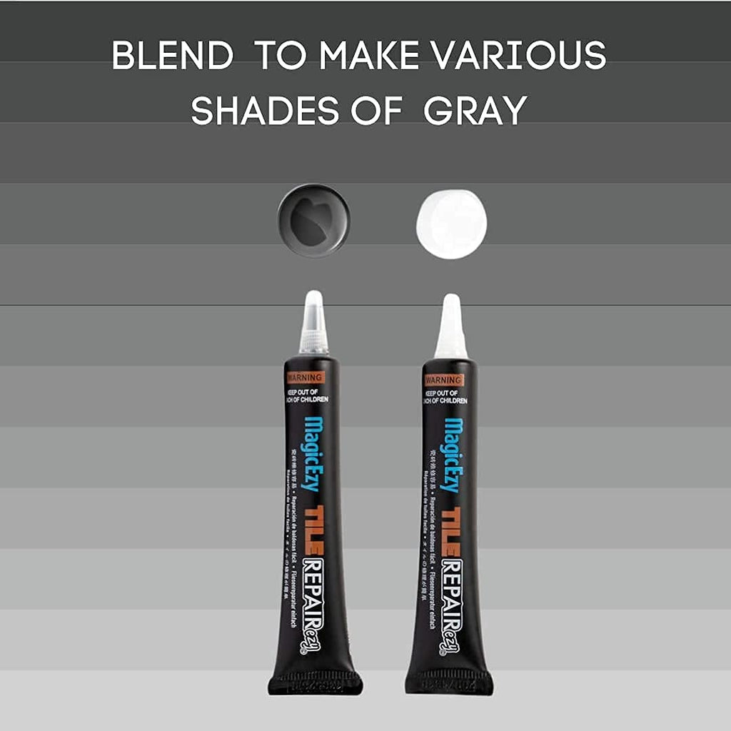MagicEzy Tile RepairEzy (Gray/White) - Tile and Vinyl Floor Repair Kit | Fix Cracked or Chipped