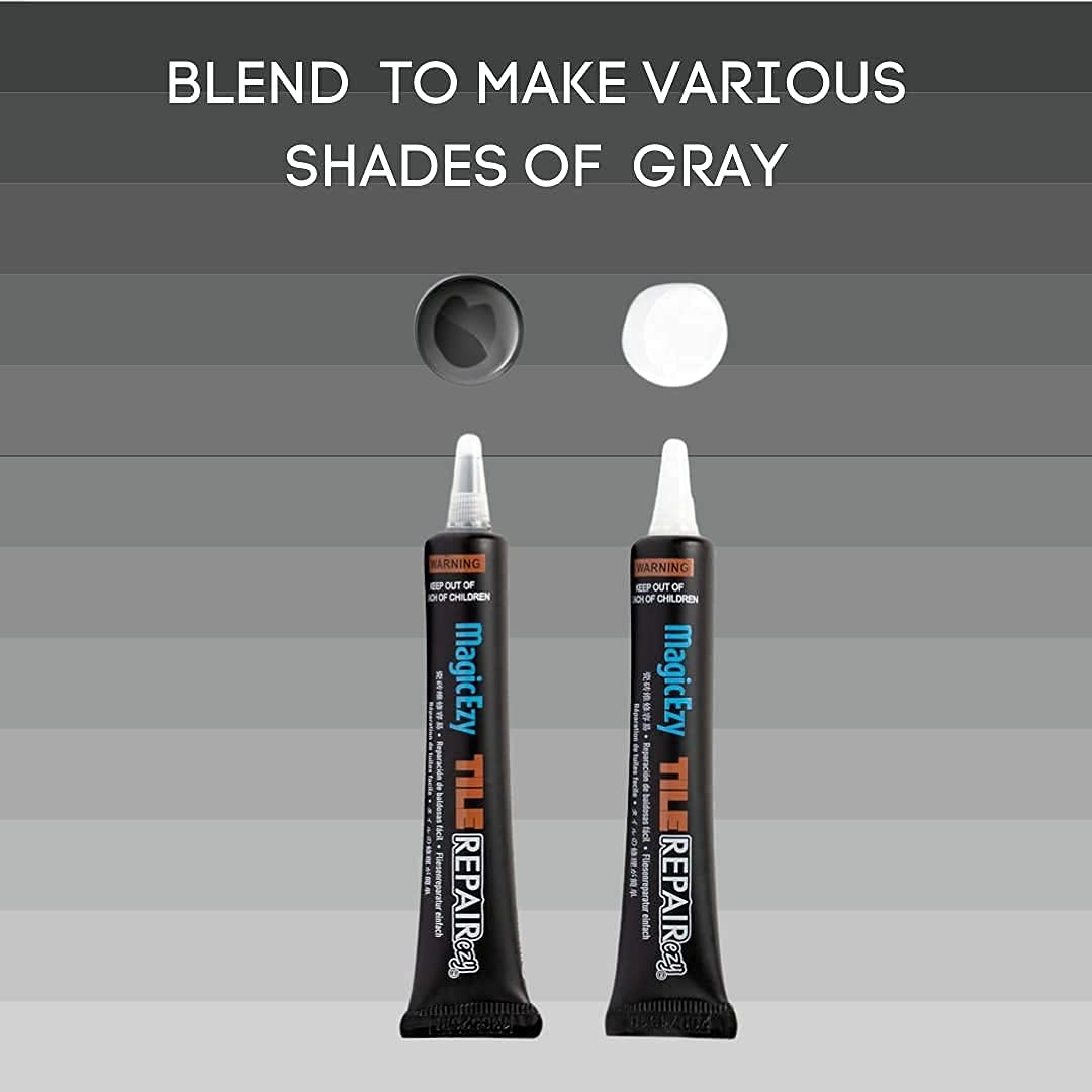 MagicEzy Tile RepairEzy (Gray/White) - Tile and Vinyl Floor Repair Kit | Fix Cracked or Chipped