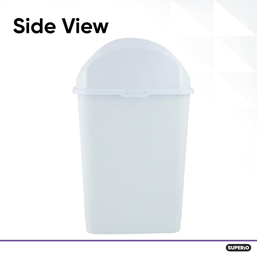Superio Medium Trash Can with Lid 4.5 Gallon Plastic Swing Top Garbage Can Slim Waste Bin for Under