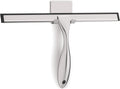 All-Purpose Stainless Steel Shower Squeegee for Glass Doors with Adhesive Hooks, Squeegee for