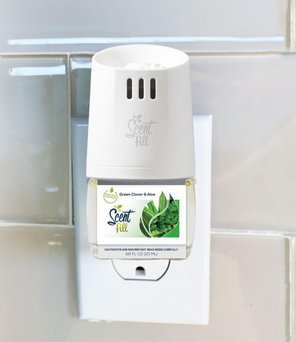 Scent Fill Green Clover & Aloe Plug in Air Freshener, 4 Scented Oil Refills