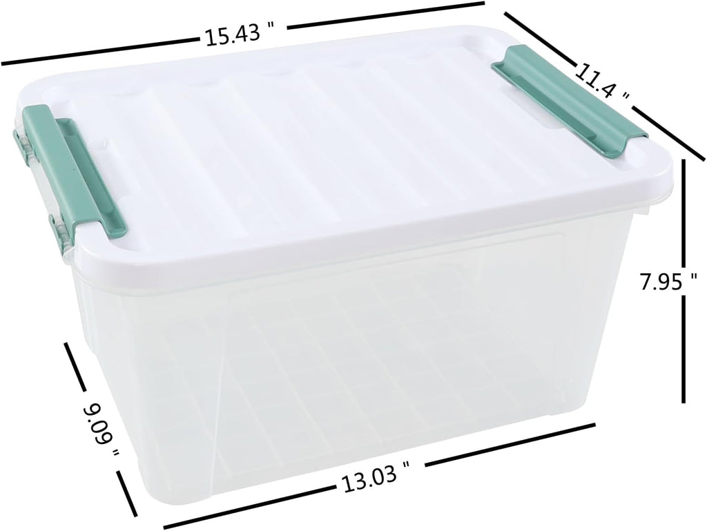 6-Pack Clear Storage Latch Bins, 20 L Plastic Storage Boxes