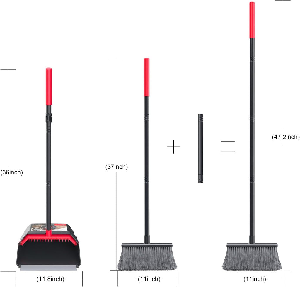 Broom with Dustpan Combo Set, Dust Pans with Long Handle, Brooms with Dustpan, Dust Pan Broom Kit