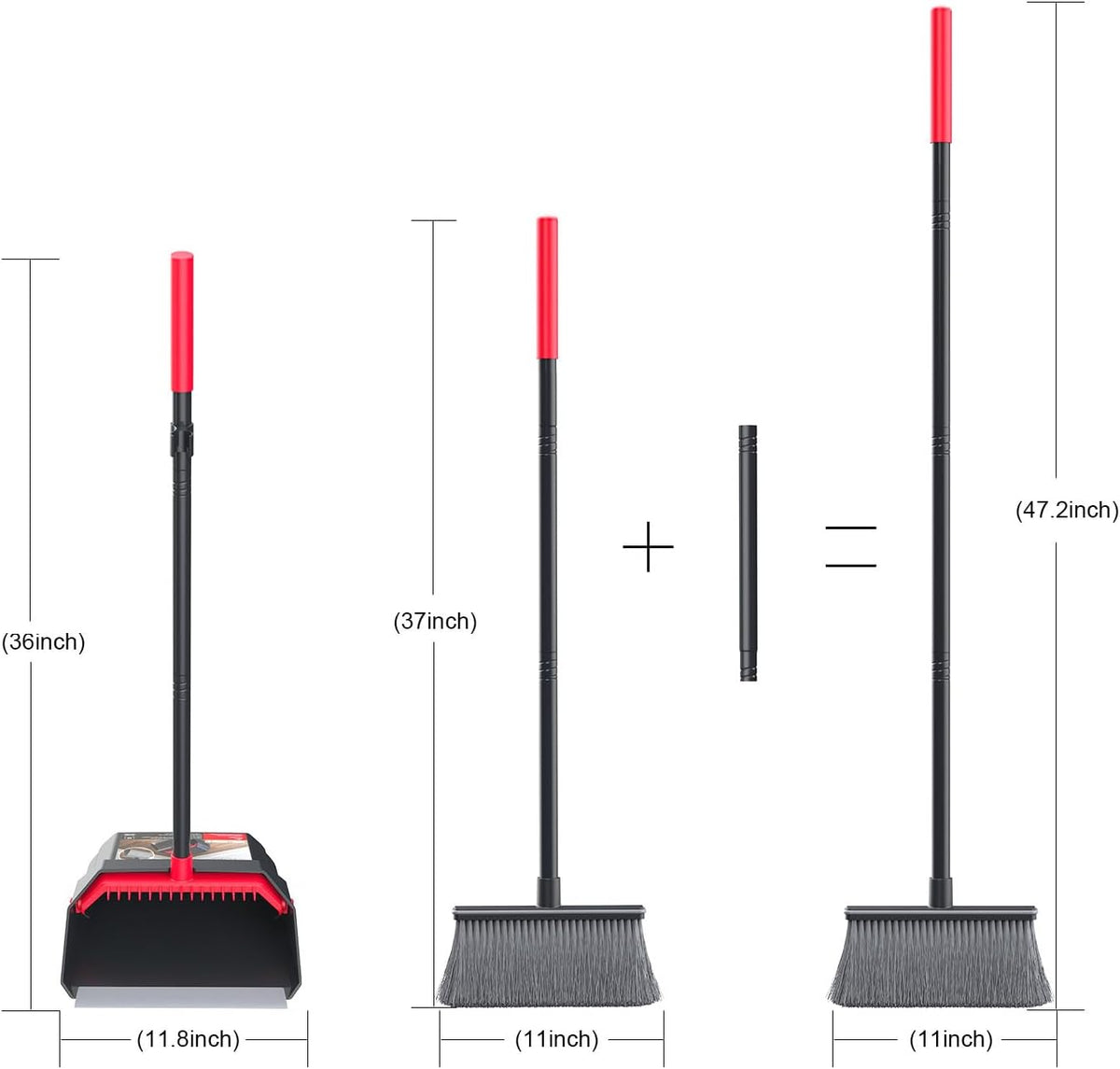Broom with Dustpan Combo Set, Dust Pans with Long Handle, Brooms with Dustpan, Dust Pan Broom Kit