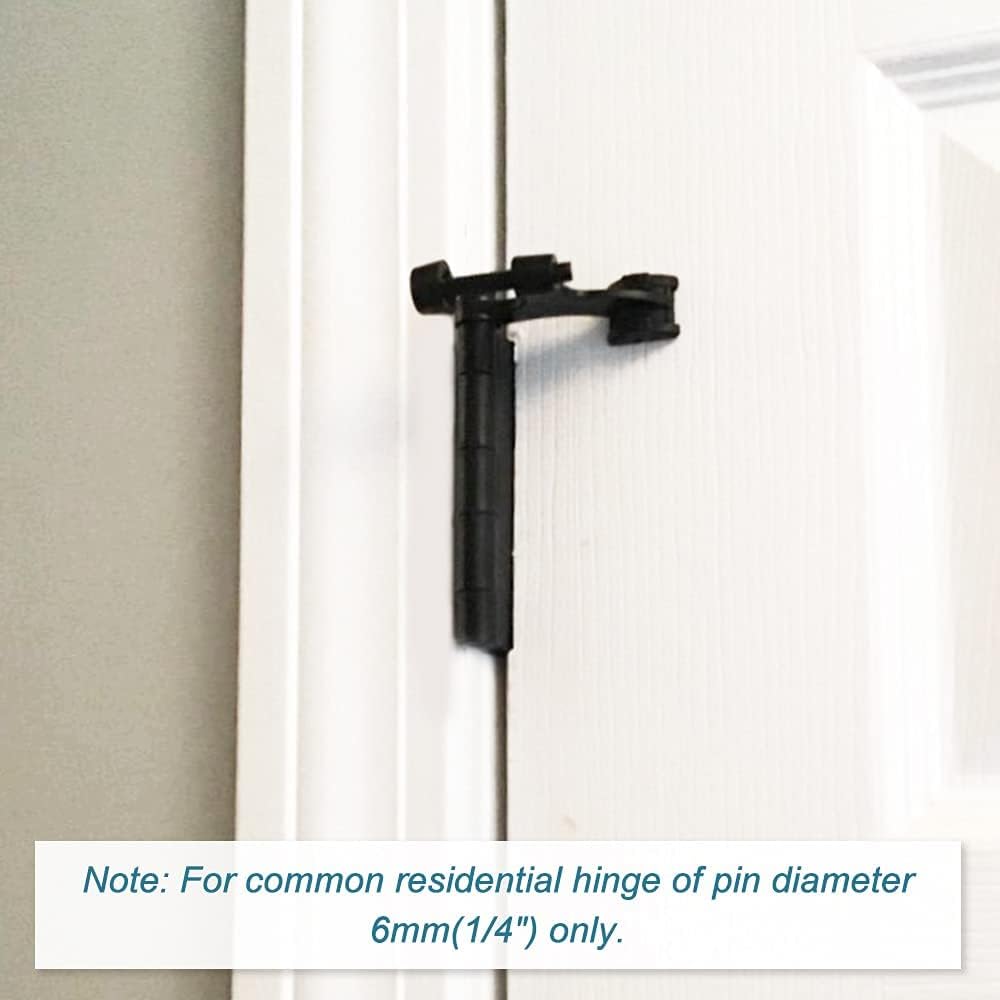 12 Pack Hinge Pin Black Door Stopper, Adjustable Heavy Duty Hinge Pin Door Stop with Black Rubber